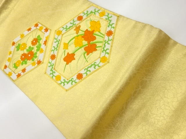 JAPANESE NAGOYA OBI / EMBROIDERY / FLORAL PLANTS